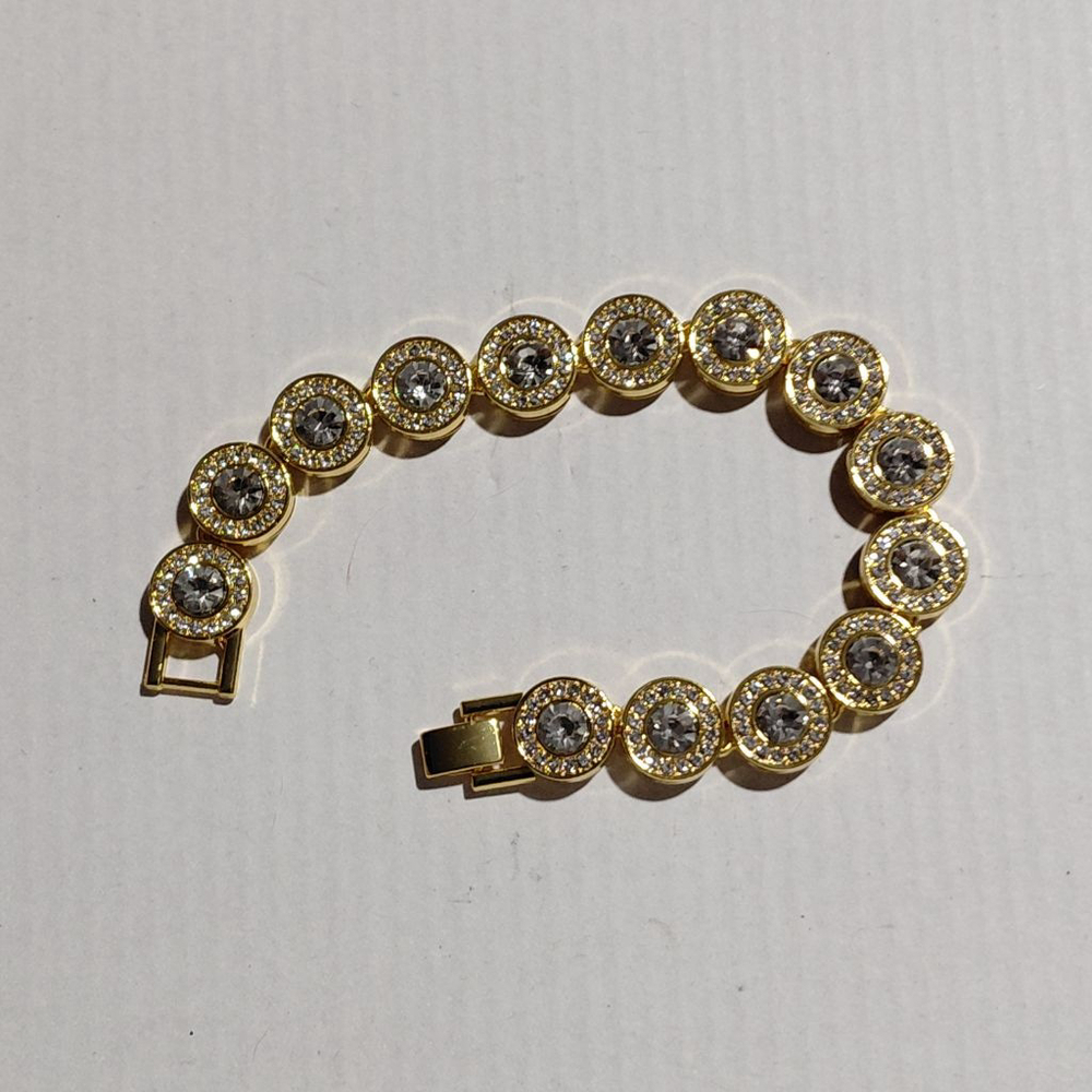 Women's Gold & Clear Crystal Tennis Bracelet One Size